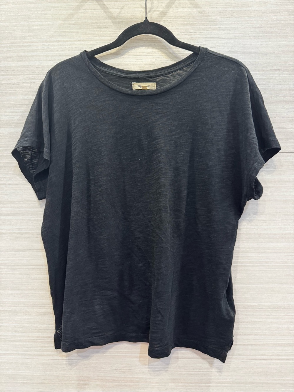 Madewell Dolman Sleeve Crewneck Tee Cotton Slub Knit Black size M - Picture 1 of 4